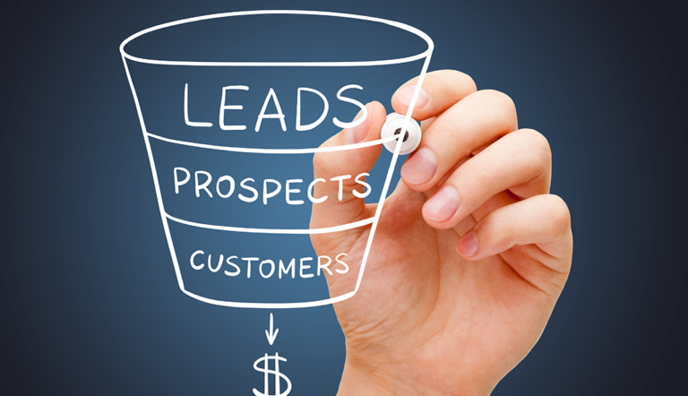 Sales funnel from lead to prospect to customer