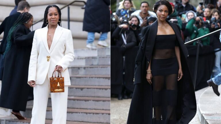 Front Row at Schiaparellis Fall 2025 Show Regina King Stuns in a White Suit Gabrielle Union Slays in